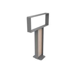 Support vélo design en acier gris métal et compact HPL chêne clair