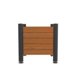 Jardinière pour collectivité de 75 L, en HPL coloris teck et métal anthracite