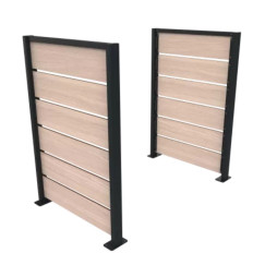 Cache conteneur en métal et HPL chêne clair, 2 pans