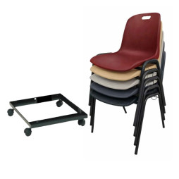 Lot de 30 chaises empilables Emma + 2 chariots