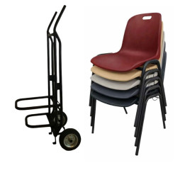 Chaise empilable à coque + diable de transport