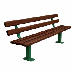 Banc public avec lame pin du nord verni coloris châtaignier et structure acier