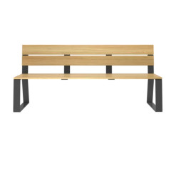 Banc urbain, assise et dossier bois et structure acier