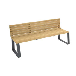 Banc avec dossier en bois et acier