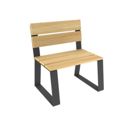 Fauteuil urbain en bois et acier sans accoudoirs