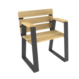 Fauteuil avec accoudoirs bois et acier pour séniors