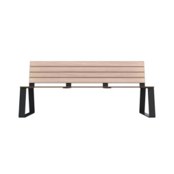 Banc urbain métal et HPL effet lames coloris chêne clair