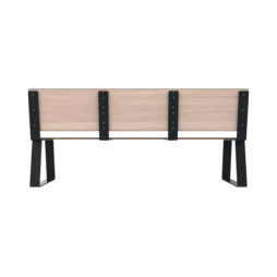 Banc extérieur structure métallique et assise effet lames HPL chêne clair