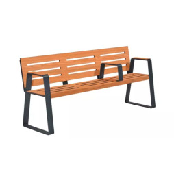 Banc public sénior en HPL ajouré finition teck