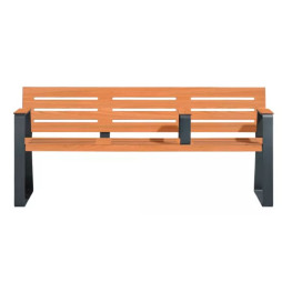 Banc urbain avec 3 accoudoirs pour PMR, finition teck