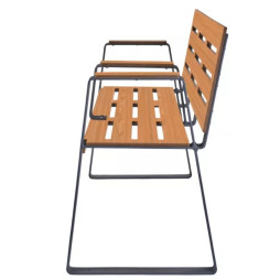 Banc extérieur structure acier assise HPL ajouré coloris teck