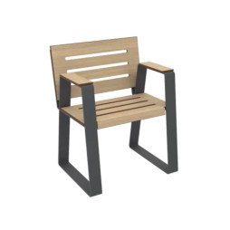 Fauteuil public sénior acier et HPL ajouré chêne clair