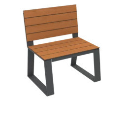 Banc de ville individuel en HPL effet lames colorés teck