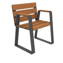 Fauteuil PMR en lames de HPL finition teck