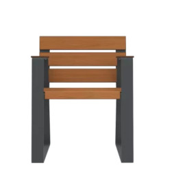 Banc individuel en acier et lames de HPL coloré teck