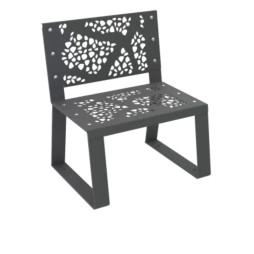 Banc individuel en acier anthracite avec découpes laser