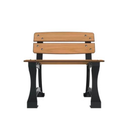 Banc public 1 place HPL coloris teck et pieds en fonte