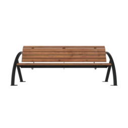 Banc de ville HPL effet pin Tyrol et acier anthracite