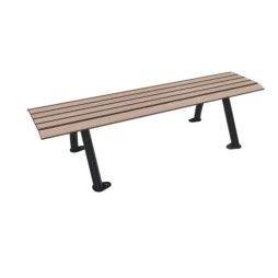 Banquette publique en lames de HPL chêne clair