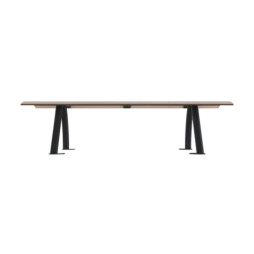 Banquette de ville acier et lames HPL chêne clair