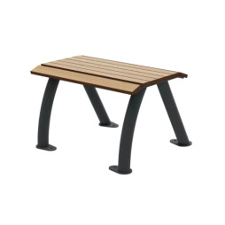 Banquette urbaine en acier et HPL effet lames chêne clair