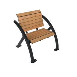 Fauteuil de ville HPL aspect teck et châssis acier
