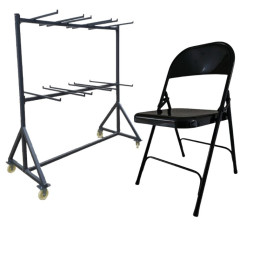 Lot de chaise pliante et chariot de transport