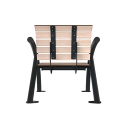 Fauteuil urbain en acier anthracite et lames de compact chêne clair