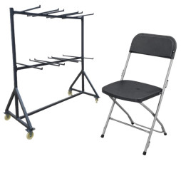 Lot de 100 chaises pliantes et chariot