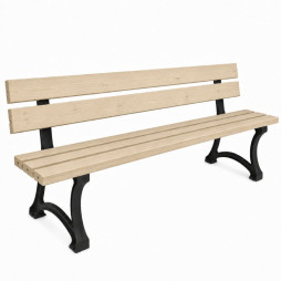 Banc public en bois et acier
