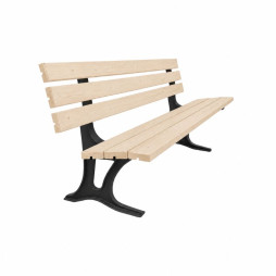 Banc public en bois de pin et pieds en fonte