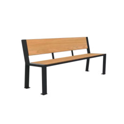 Banc de ville en HPL pelin tenté teck et acier anthracite