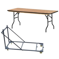 Lot tables rectangles pliantes et chariot