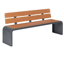 Banc de ville en acier et lames de HPL finition teck