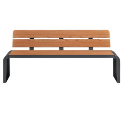 Banc urbain en lames de compact coloris teck