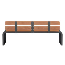 Banc extérieur design acier et lames HPL couleur teck