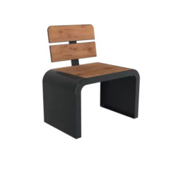 Fauteuil urbain piétement acier anthracite et assise en lames pin Tyrol