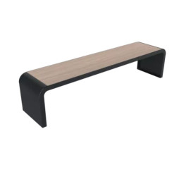Banquette urbaine en acier et lames HPL chêne clair