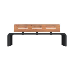 Banc de ville en HPL ajouré teinté teck et acier