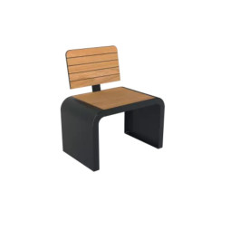 Banc monoplace en HPL effet lames teck