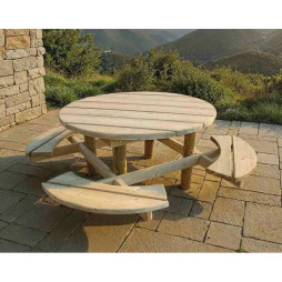 Table de pique-nique en bois ronde