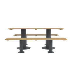 Table avec bancs extérieur en bois et acier