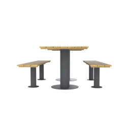 Table de jardin bancs bois et acier