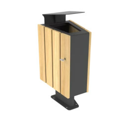 Corbeille urbaine en acier et bois de 60 litres