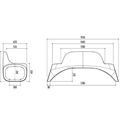 Dimensions du banc monobloc en plastique