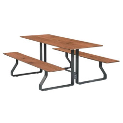 Table pique-nique acier et HPL plein finition pin Tyrol