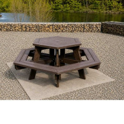 Table pique-nique hexagonale en recyclé
