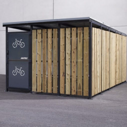 Abri 2 roues sécurisé de 3x5 m en tôle/bois