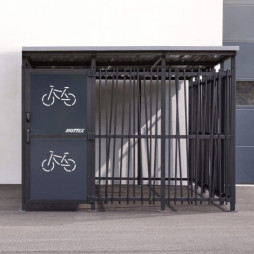 Abri cycles sécurisé en accier avec bardage motif tube bambou