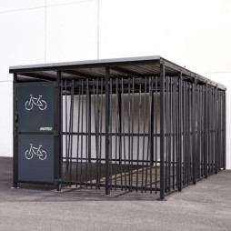 Abri 2 roues sécurisé en métal avec bardages finition tube Bambou